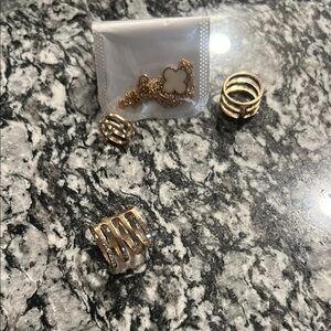 Gold and White Ring Set